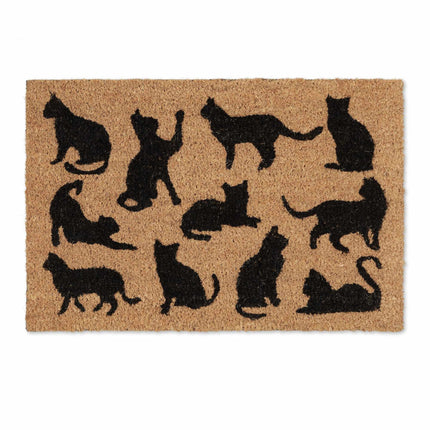 Doormat coconut fiber black cats
