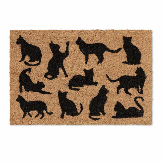 Doormat coconut fiber black cats