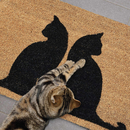 Doormat coconut fiber cats