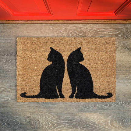 Doormat coconut fiber cats