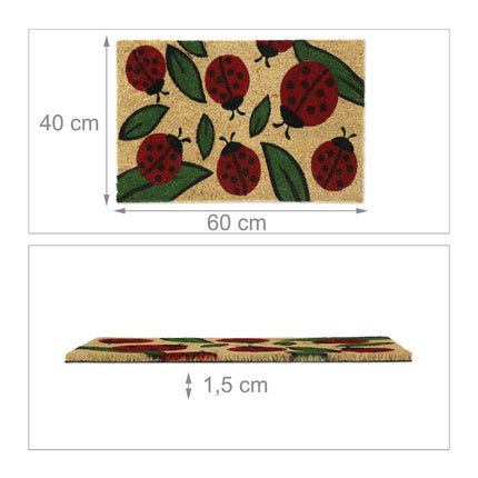 Door mat coconut fiber ladybugs