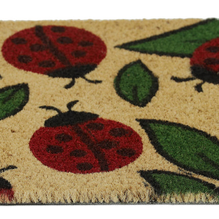 Door mat coconut fiber ladybugs