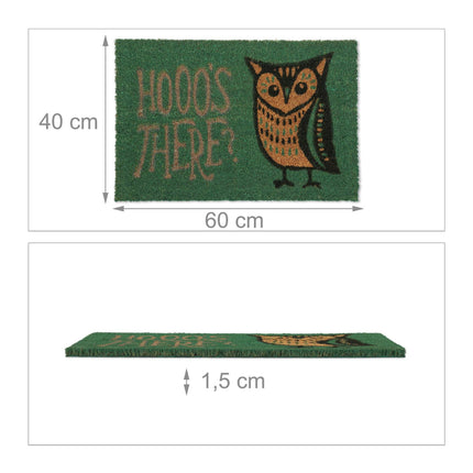 Doormat coconut fiber owl & text