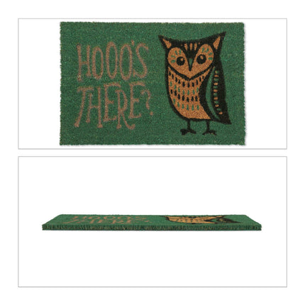 Doormat coconut fiber owl & text