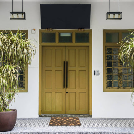 Doormat coconut fiber with checkered pattern