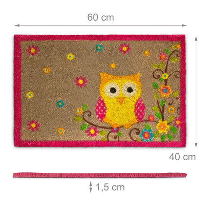 Fußmatte Kokosfaser mit Eule 40x60 cm