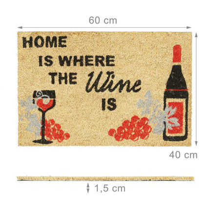 Door mat coconut fiber with wine motif