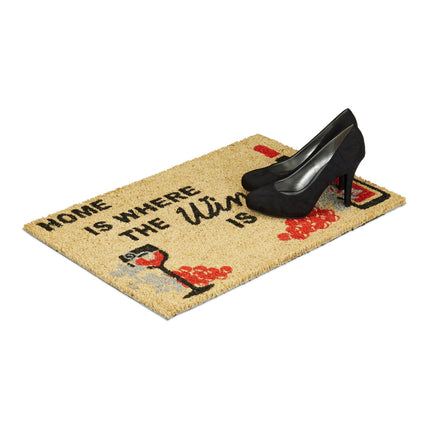 Door mat coconut fiber with wine motif