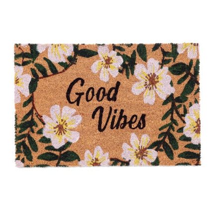Doormat in coconut Flowers "Good Vibes