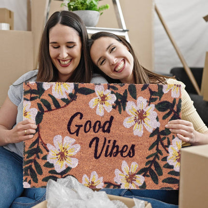 Doormat in coconut Flowers "Good Vibes