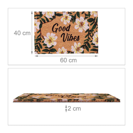 Doormat in coconut Flowers "Good Vibes