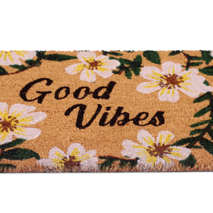 Doormat in coconut Flowers "Good Vibes