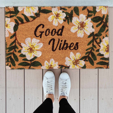 Doormat in coconut Flowers "Good Vibes