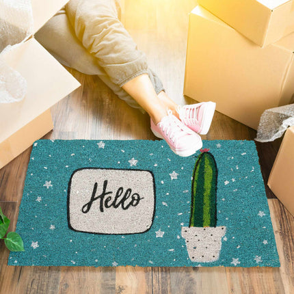 Door mat in coconut Hello