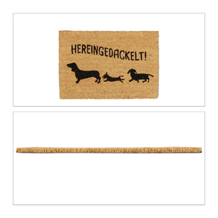 Door mat in coconut "Hereingedackelt"