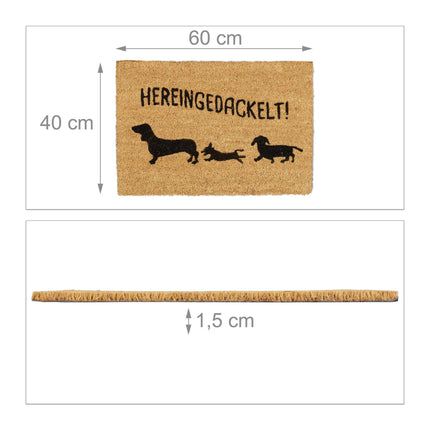 Door mat in coconut "Hereingedackelt"
