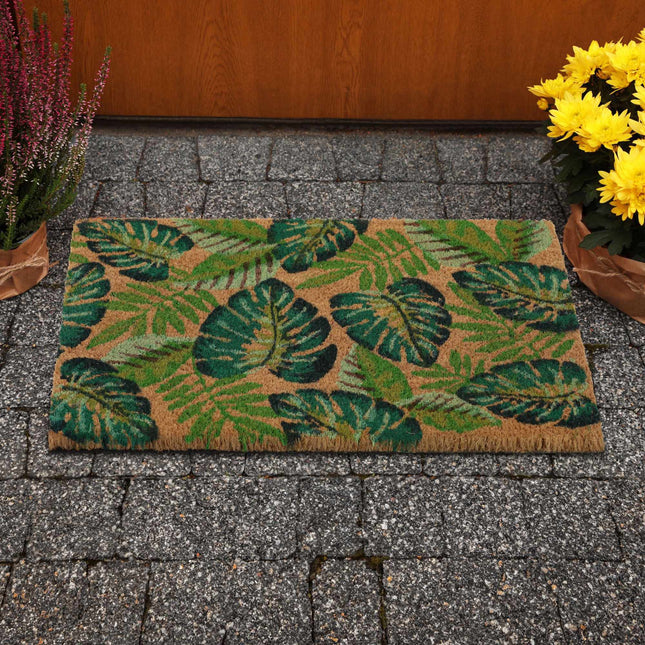 Fußmatte aus Kokosnuss-Monstera-Blättern