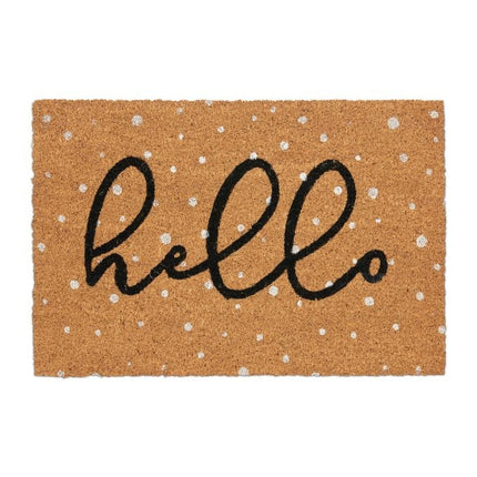 Door mat in spotted coconut Hello
