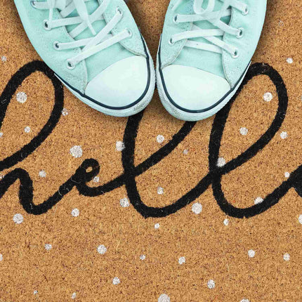 Door mat in spotted coconut Hello