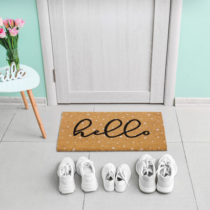 Door mat in spotted coconut Hello