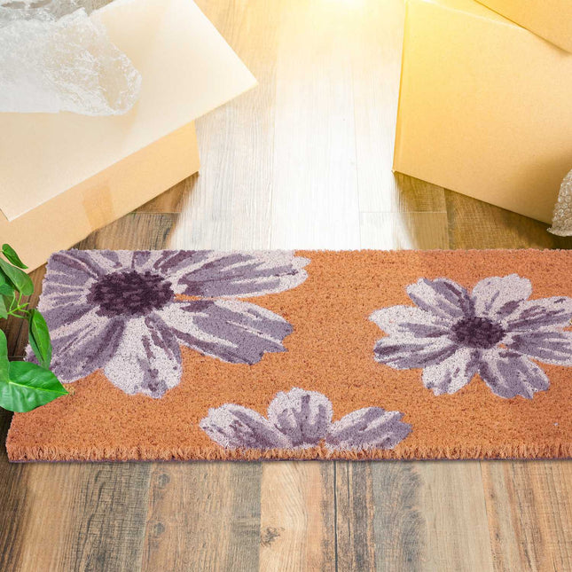 Fußmatte mit Kokosnuss und Blumen