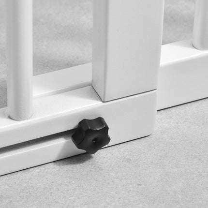 Dog Safety Gate - Freestanding wooden with easy access door, white
