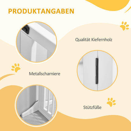Dog Safety Gate - Freestanding wooden with easy access door, white