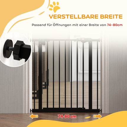 Hundetürschutzgitter, 74-80 cm, Metall & Kunststoff, Schwarz