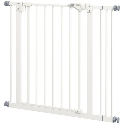 Dog protection gate, 74-87cm, Stair barrier, No drill, White