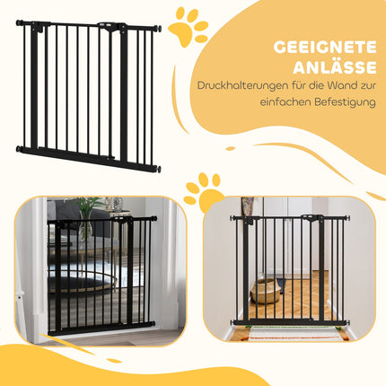 Hundeschutzgitter – Verstellbar, ohne Bohren, Schwarz, 74–87 cm