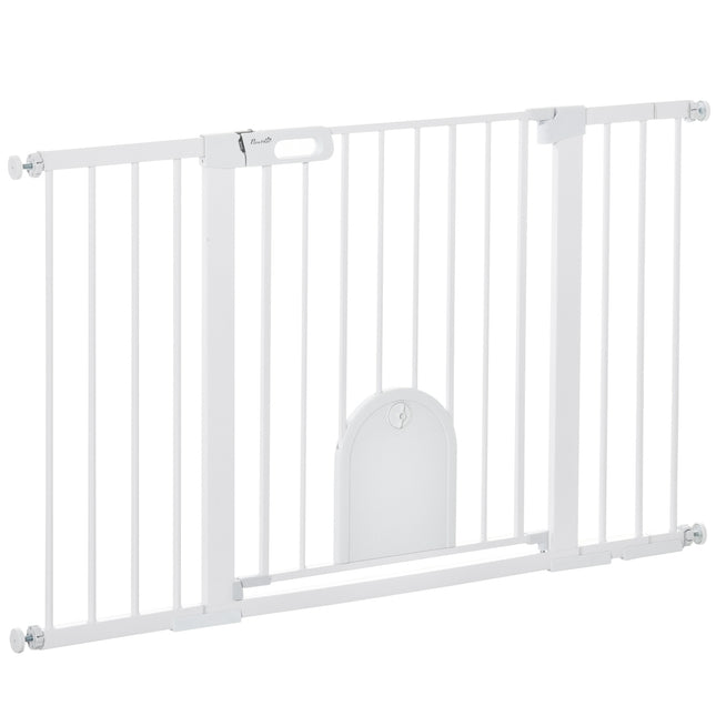 Weißes Treppenschutzgitter, 75-131cm, sichere Klemmmontage