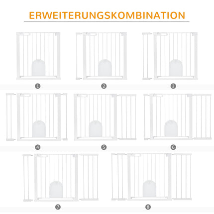 Weißes Treppenschutzgitter, 75-131cm, sichere Klemmmontage