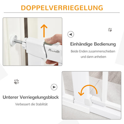 Weißes Treppenschutzgitter, 75-131cm, sichere Klemmmontage