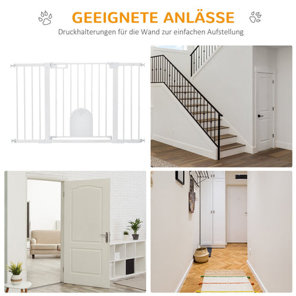 Weißes Treppenschutzgitter, 75-131cm, sichere Klemmmontage