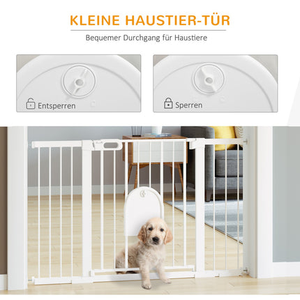 Weißes Treppenschutzgitter, 75-131cm, sichere Klemmmontage