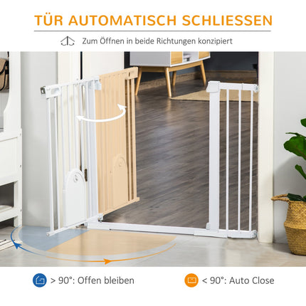 Weißes Treppenschutzgitter, 75-131cm, sichere Klemmmontage