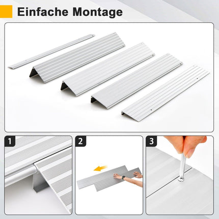 Türschwellenrampe 10,5 cm hoch Auffahrrampe mit verstellbarem Aluminiumrahmen Rutschfeste Auffahrrampe