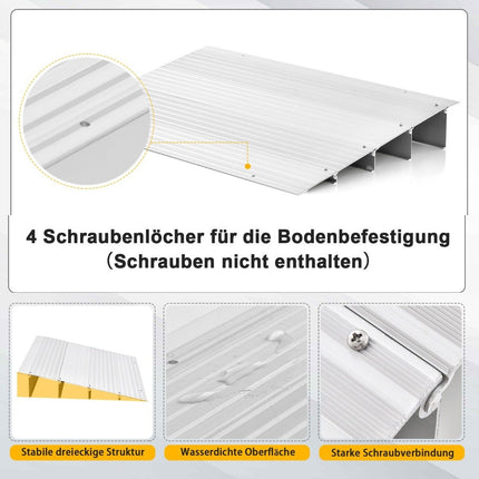 Türschwellenrampe 10,5 cm hoch Auffahrrampe mit verstellbarem Aluminiumrahmen Rutschfeste Auffahrrampe