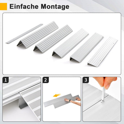 Türschwellenrampe 13 cm hoch Auffahrrampe mit verstellbarem Aluminiumrahmen Rutschfeste Auffahrrampe