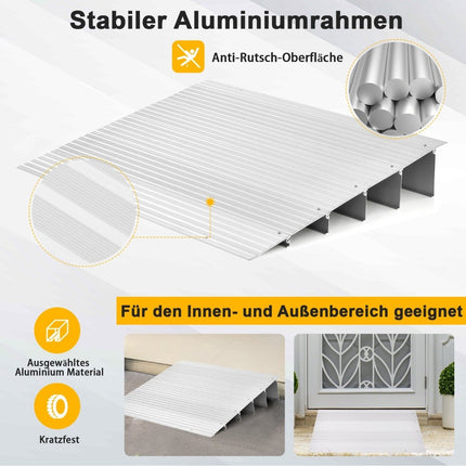 Türschwellenrampe 13 cm hoch Auffahrrampe mit verstellbarem Aluminiumrahmen Rutschfeste Auffahrrampe