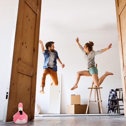 Cale-porte en tissu flamant rose