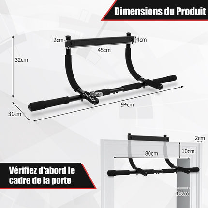 Doorway Pull-Up Bar, No-Drill, 150kg, Padded Handles