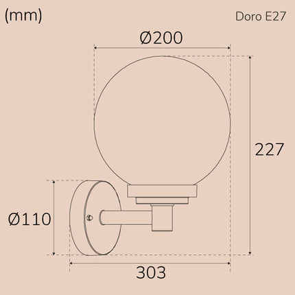 Doro Wandleuchte E27 Fassung IP44 Weiß