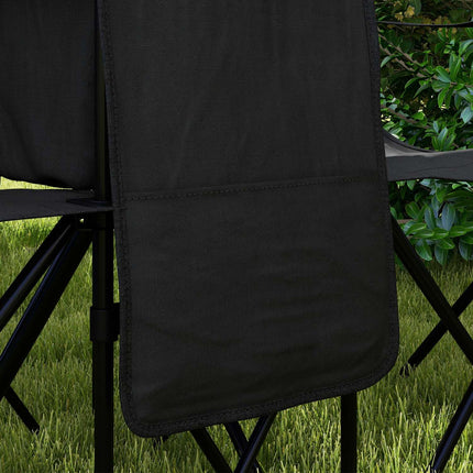 Doppel-Campingstuhl mit Tisch, Getränkehalter, schwarz