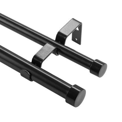 Double Curtain Rod, 72–144 in Adjustable, Matte Black