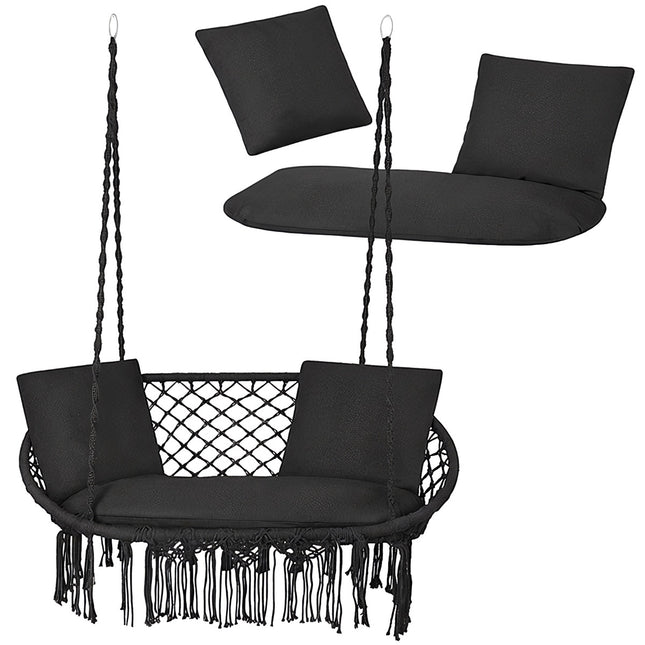 Doppelschaukelkissen-Set, Schwarz, Polyester-Baumwolle