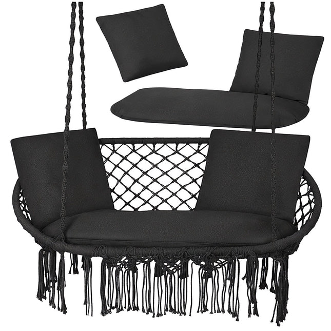 Doppelschaukelkissen-Set, Schwarz, Polyester-Baumwolle