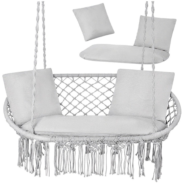 Doppel-Hollywoodschaukel-Kissen-Set, Grau – Polyester/Baumwolle