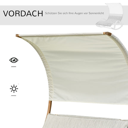 Outdoor rocking sun lounger with larch roof, grey/white