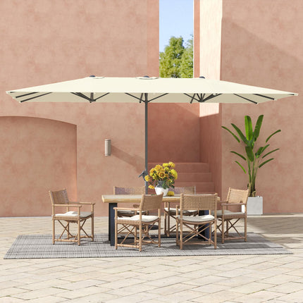 Doppelsonnenschirm, windfest UV50+ 451x264cm, Cremeweiß